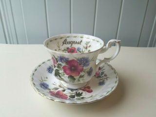 Vintage Royal Albert Flower Of The Month August Poppy China Cup & Saucer Set