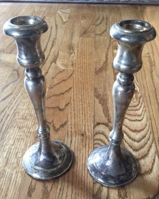 Pair Silver Plate Godinger Candlesticks Taper Candle Holders 9 Inches Tall