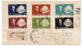 1946 Martinique To Usa Reg Cover,  6 Colors Franking,  Rare 20fr Stamp