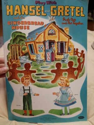 Vintage Whitman Hansel And Gretel Push Out Paper Doll Book 1950 