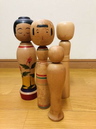 Kokeshi Japanese Doll Vintage Antique Japan 4 Set Ko Shintaro Wood D2