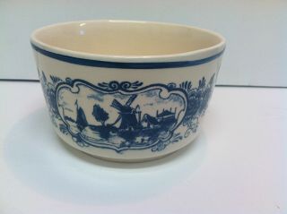 Vintage Blue Delft Handpainted Candy Bowl Windmill Sailboat Made In Holland