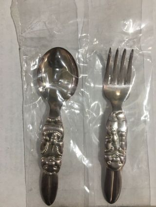Reed And Barton Baby,  Toddler Silverplate 2 Piece (spoon & Fork) Made In Usa