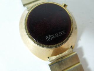 Vintage Instalite Red Led Digital Watch Swiss Case Modele Depose Gold Tone