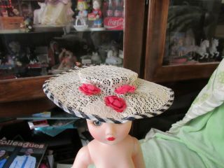 Vintage White Straw Hat For Cissy Or American Girl Doll