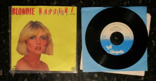 Blondie Rare 1981 Italy 7 " 45 Siae Sleeve Rapture Chs 306 Debbie Harry Ex,