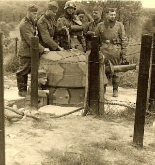 Rare Wehrmacht Troops W/ Captured Bunkered French Tank Turret Position