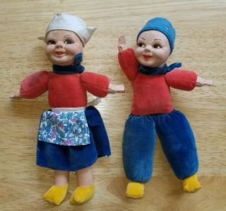 Antique " Norah Wellings Dutch Boy & Girl " 9 Inch Dolls