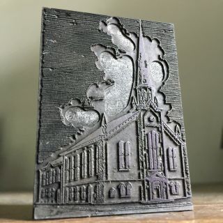 Vintage Old Church Printing Press Wood Block Metal Ink Stamp Fine Art Antique