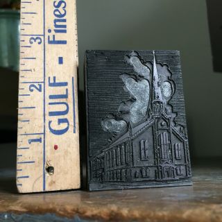Vintage Old Church Printing Press Wood Block Metal Ink Stamp Fine Art Antique 2