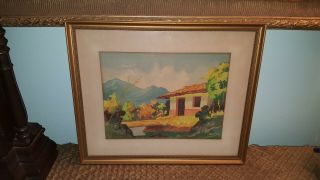 Vintage Southwest California Landscape Watercolor Painting Signed F Pachecott