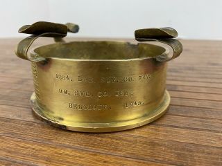 Vintage rare military trench art heavy brass shell ashtray 2