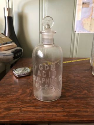 Antique Science Medicine Apothecary Bottle Glass Top