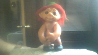 Rare Vintage Dam Troll1982 - - Made In Denmark 10 Inches Tall - - Nude - - Red Hair