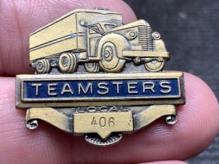 Teamsters Local 406 Vintage Truck Logo Design Stunning Rare Service Award Pin.