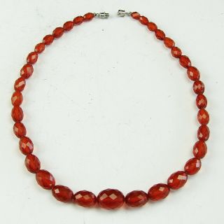 Vintage Antique Estate Jewelry Cut Beaded Amber ? Necklace 17 1/2 " - 23.  5 Grams