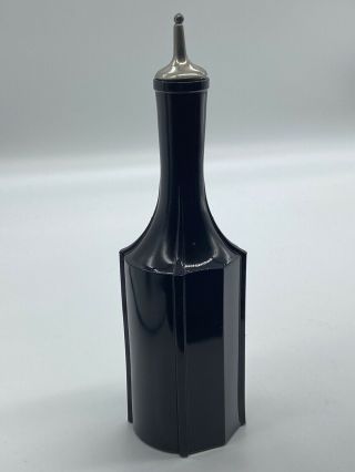 Rare Antique Art Deco Black Glass Koken (?) Barber Bottle With Metal Stopper