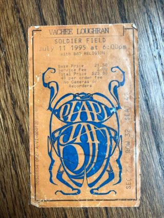 Rare Pearl Jam Vitalogy Soldier Field Chicago Concert Ticket Stub 1995