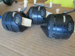 3 Zebco 202 Push Button Casting Fishing Reel Made In Usa (k22)