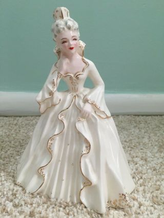 Florence Ceramics " Her Majesty " Figurine Gold & White • Very Rare