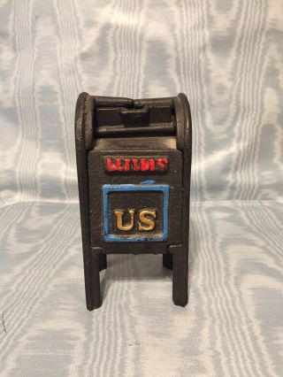 Vintage Rare Cast Iron Us Mail Box Coin Bank Usa