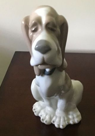 Rare Nao By Lladro Sad Basset Hound Dog Figurine Spain