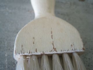 Old Primitive White Paint Wood Handle Small Whisk Broom Horse Hair AAFA 2