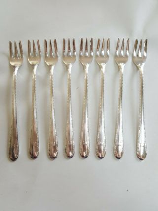 Wm Rogers Is Regent Silverplate Flatware 8 Cocktail Seafood Forks 1939 No Mono