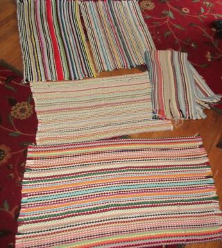 5 Vintage Woven / Rag Rugs - Throw Rugs - 31x18,  33x18,  29x19,  39x23,  43x24