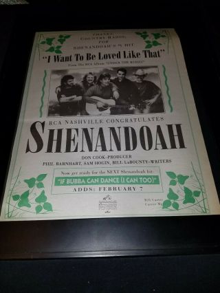 Shenandoah I Want To Be Loved Like That Rare Radio Promo Poster Ad Framed