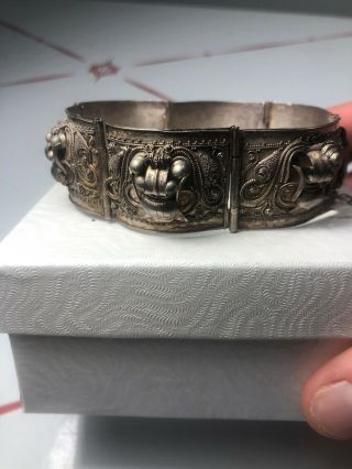 Antique Bracelet Sterling Silver Foo Dog Dragon Straits Chinese Peranakan Rare