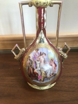 Antique Austria Victorian Porcelain Gold Embellished Two Handled Angel Cherubs