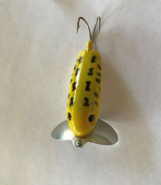 Vintage Fishing Lure - Fred Arbogast Yellow Spotted Jitterbug Frog