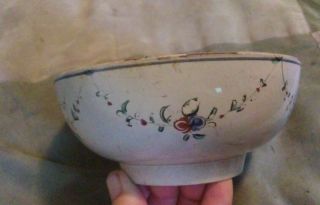 Antique Chinese Export Soft Paste Style Hand Painted Footed 6 7/8 " Bowl Repairs
