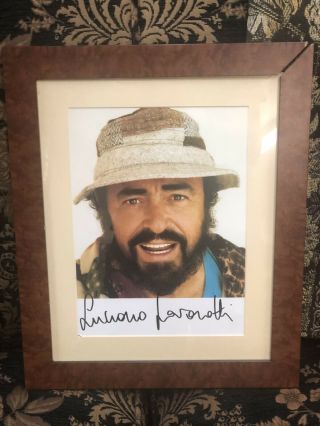 Luciano Pavarotti Signed Color Autograph And Framed Picture - Rare