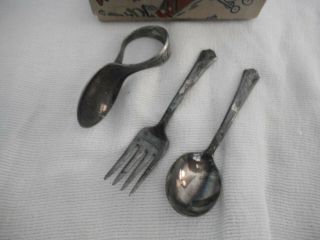 Vintage Baby Fork And Spoon Set Labeled Holmes And Edwards Deepsilver