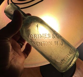 Antique Trenton Nj Blob Top Soda Bottle Grimes & Co 1800s Advertising