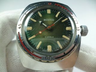 ☭ Vintage Wristwatch Vostok Amphibian Barrel 18j Soviet Ussr Cal Su 2214 Rare