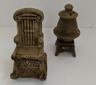 Rocking Chair Stove Antique Salt And Pepper Shakers Cork Bottom Large Vintage