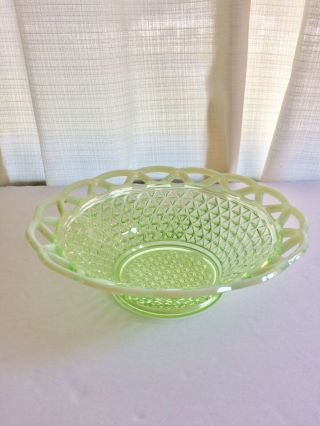 Imperial Glass Laced Edge Katy Green 9” Salad Serving Bowl Quite Rare
