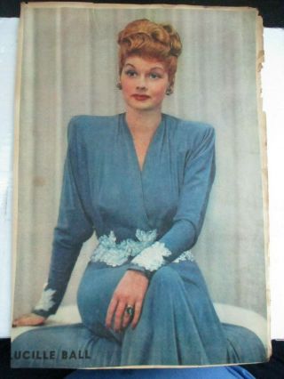I Love Lucy,  Lucille Ball Color Photo On Paper,  Blue Dress,  5 1/2 X 8 ",  Rare