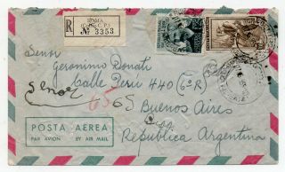 1955 Italy To Argentina Airmail Cover,  Rare 200 Lires Lavoro Issue