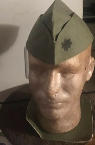 Rare Ww2 Usmc Officers Theater Made Large Hbt Garrison Hat Named