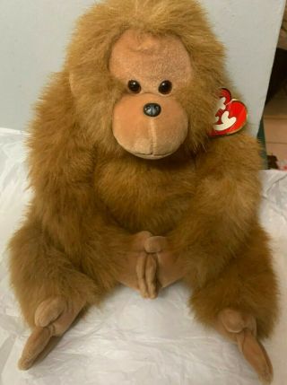 Vintage 1994 Ty Monkey Mango Brown Tan Ape Stuffed Animal Plush Toy - 20 "