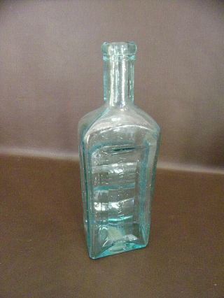 Antique Hood ' s Sarsaparilla Aqua Glass Bottle Lowell,  Mass. 3
