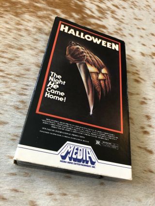 Vhs Halloween 1978 Rare White Stripe Media Release John Carpenter Horror