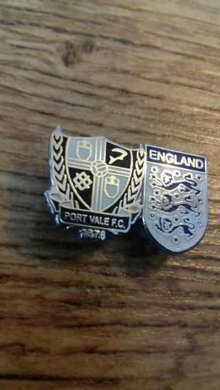 Port Vale Rare England Double Pin Badge Crests