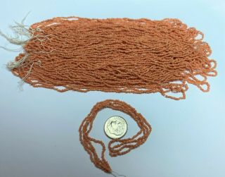 Rare Antique Micro Seed Beads - 16/0 Greasy Op Peach Orange Pink Shrimp Variegated
