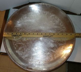 Large 17 1/2 " Across Silverplate Serving Tray Round Platter