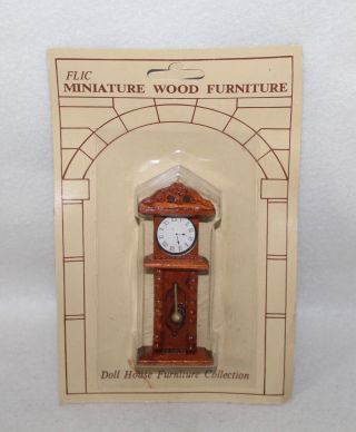 Vintage Doll House Wood Flic “grandfather Clock” In Package